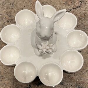 Elegant White Bunny Egg Tray